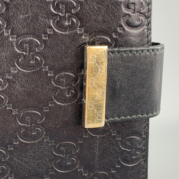 GUCCI Monogram Embossed Black Leather Checkbook Wallet - Picture 2 of 10
